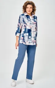 Bluzka BelElStyle #877-326 sinij dizajn