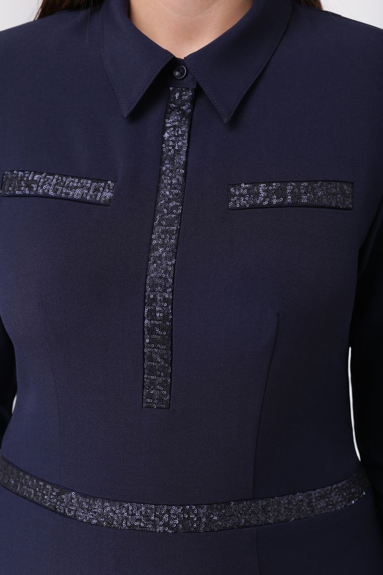 Dress Linia L #B-1672 temno-sin