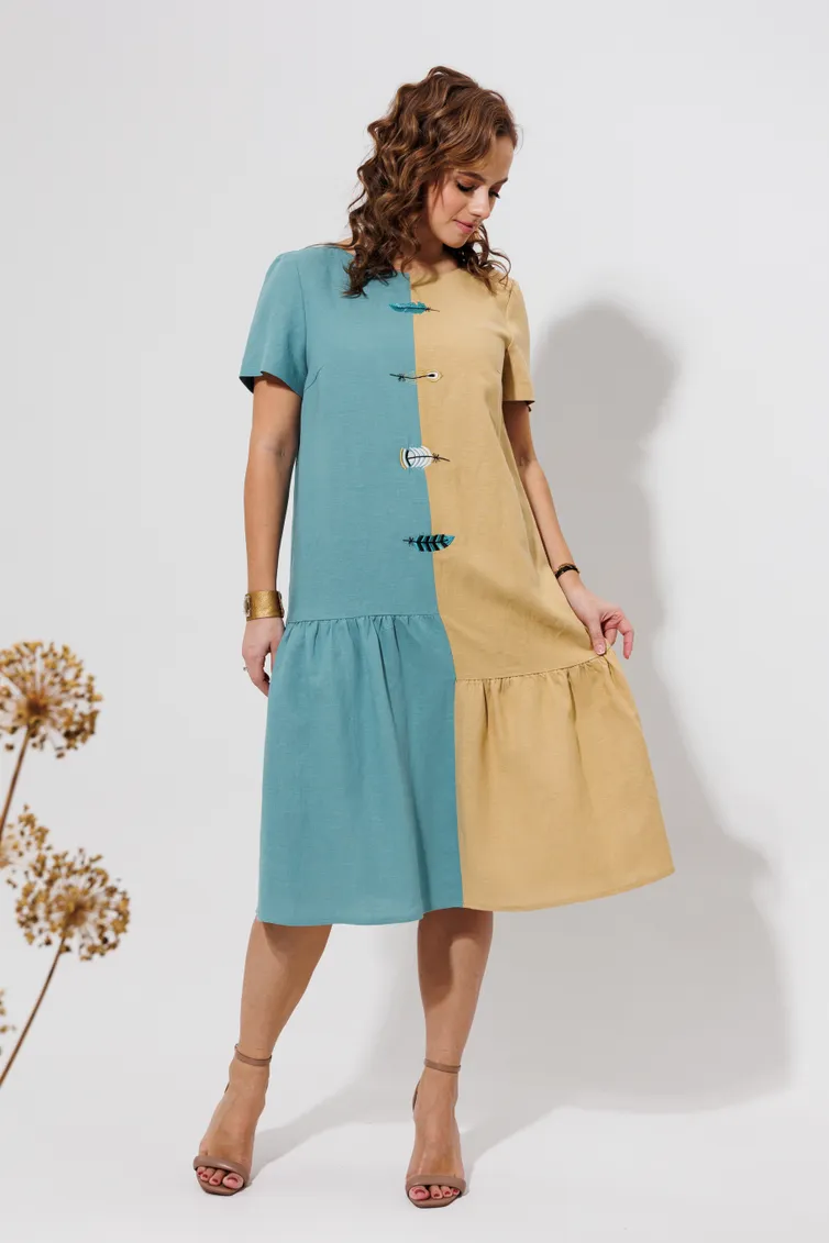Платье Galean Style арт. 968 голуб+песоч