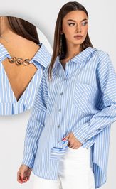 Blouse VIZAVI 727 belo-golubaya poloska