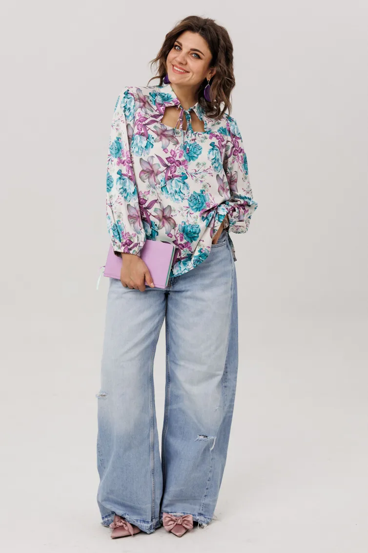 Bluzka Anelli Laurel #1806 rozy lilii piony