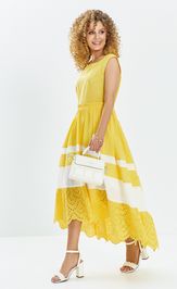 Платье Евромода 712 желтый-белый