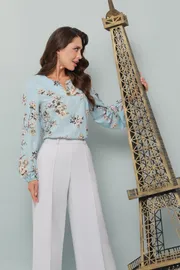Bluzki, tuniki DS Trend #B-1701-0329 (golubaya s cvetochnym printom)