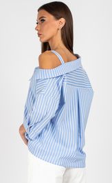 Blouse VIZAVI 726 belo-golubaya poloska