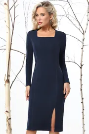 Платье DS Trend арт. П-4077-0258-02 (темно-синее с вырезом каре)