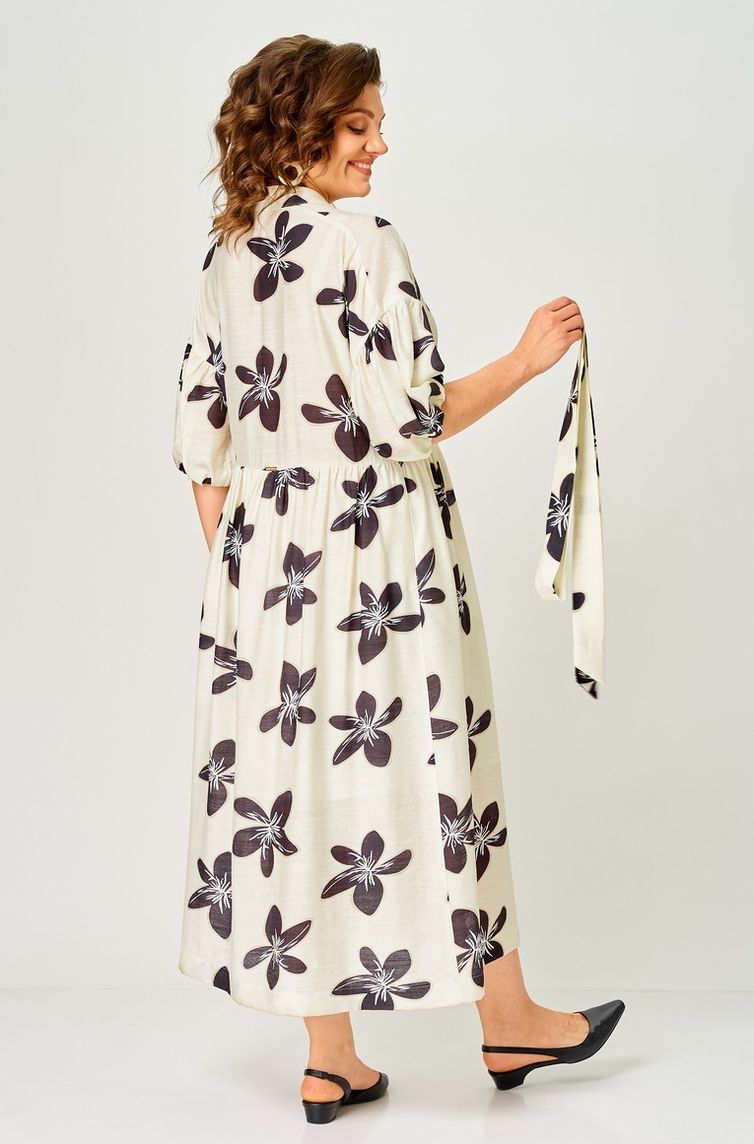 Платье Milora арт. 1451 молочный/ темные цветы