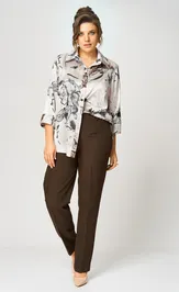Spodnie Sale 609-323 temno-korichnevyj