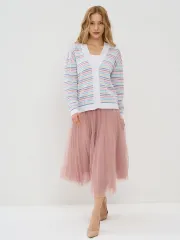 Кардиган Newvay арт. 9241-91042 бел/гол/натюрель/тиффани/ роз/какао
