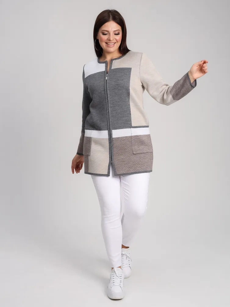 Sweter BONADI #1933 seryj-kapuchino