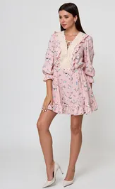 Sukienka Anelli Laurel 1023 pudra s cvetami