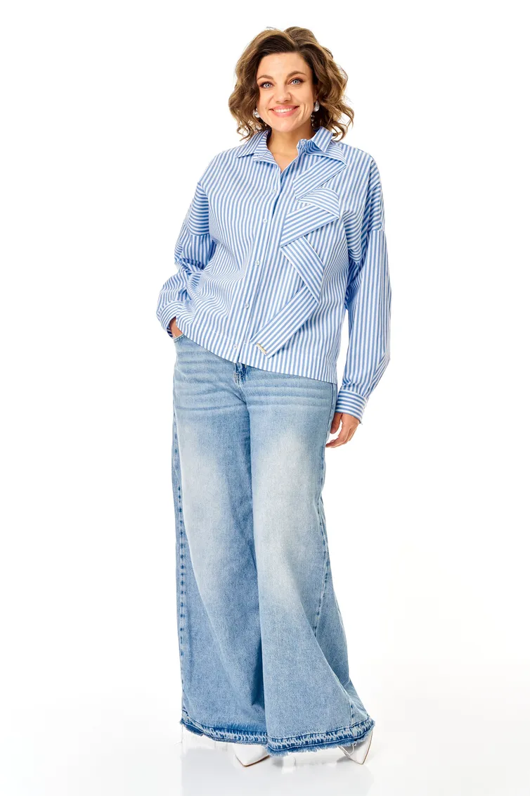 Bluzka Michel Chic #798 poloska golubaya