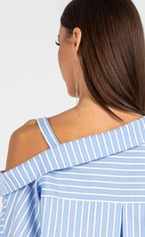 Blouse VIZAVI 726 belo-golubaya poloska