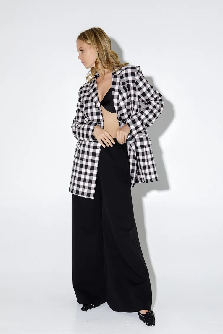 Blazer Pirs #5006 Kletka chernaya s rozovym