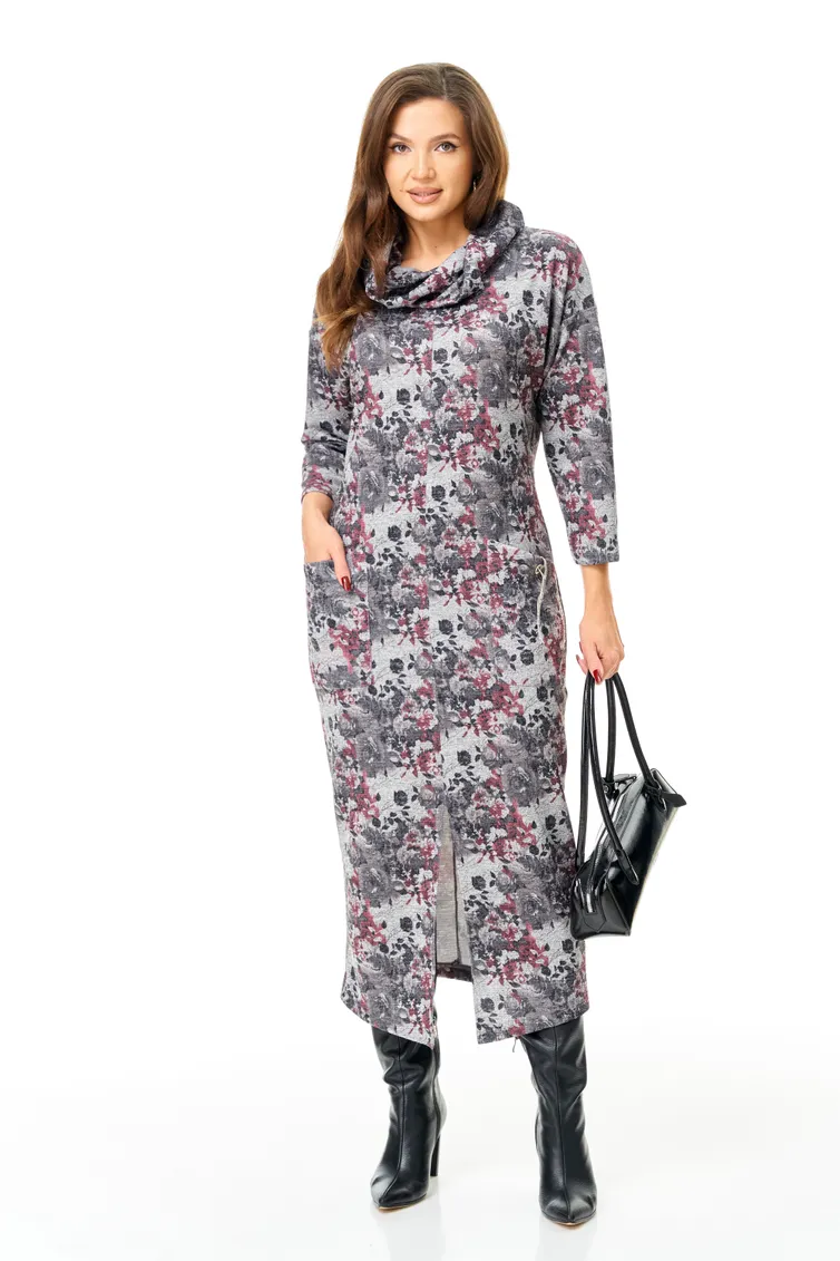 Sukienka Michel Chic #2145/1 serebro, bordo