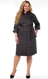 Dress LadyThreeStars 2474 kletka s malinovym