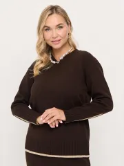 Джемпер Newvay арт. 9252-94230 горький шоколад/кварц/метонить золото