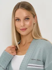 Кардиган Newvay арт. 9242-91045 тополь серебристый/бел/титаниум