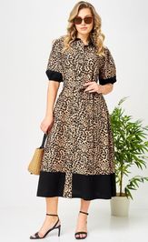 Платье Ava fashion М-194 черный-бежевый