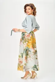 Sukienka Anastasia MAK #1229-Sh goluboj+cvety