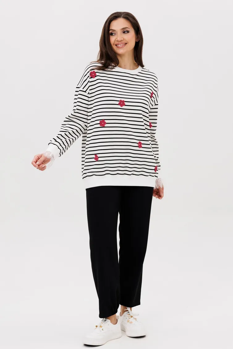 Zestaw Vilena-fashion #1093 poloska+krasnyj