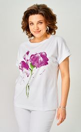 Блузки, туники Rumoda 2061 (короткий рукав) белая лаванда