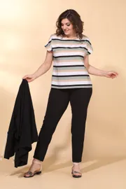Zestaw Vilena-fashion #584 chernyj+cvetnaya poloska
