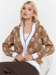 Кардиган Newvay арт. 7232-14100 карамельный кофе/бел/стальной/бел