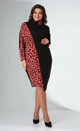 Sukienka Ладис Лайн 1422 rozovyj leopard+chernyj