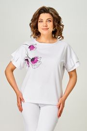 Футболка Rumoda арт. 2069 (короткий рукав) белый/лаванда
