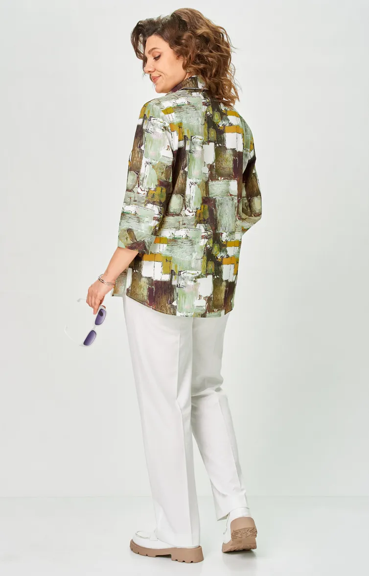 Blouse BelElStyle #877-326 zelenyj print