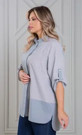 Блузка NOVITA 1472 серая полоска