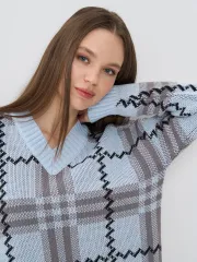 Джемпер Newvay арт. 7242-40293 осеннее небо/титаниум/черн