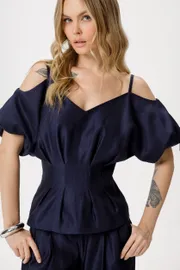 Blouse Pirs #6418 temno-sinij
