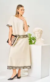 Костюм Ava fashion М-196 молочный-шампанское