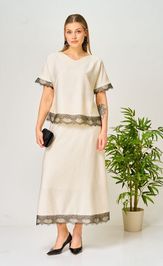 Костюм Ava fashion М-196 молочный-шампанское