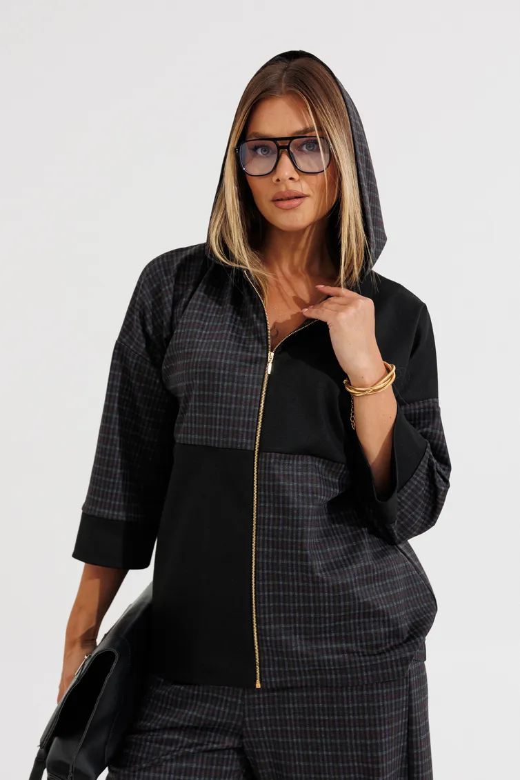 Garnitur Anastasia #1393 grafit (print kletka)