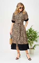 Платье Ava fashion М-194 черный-бежевый