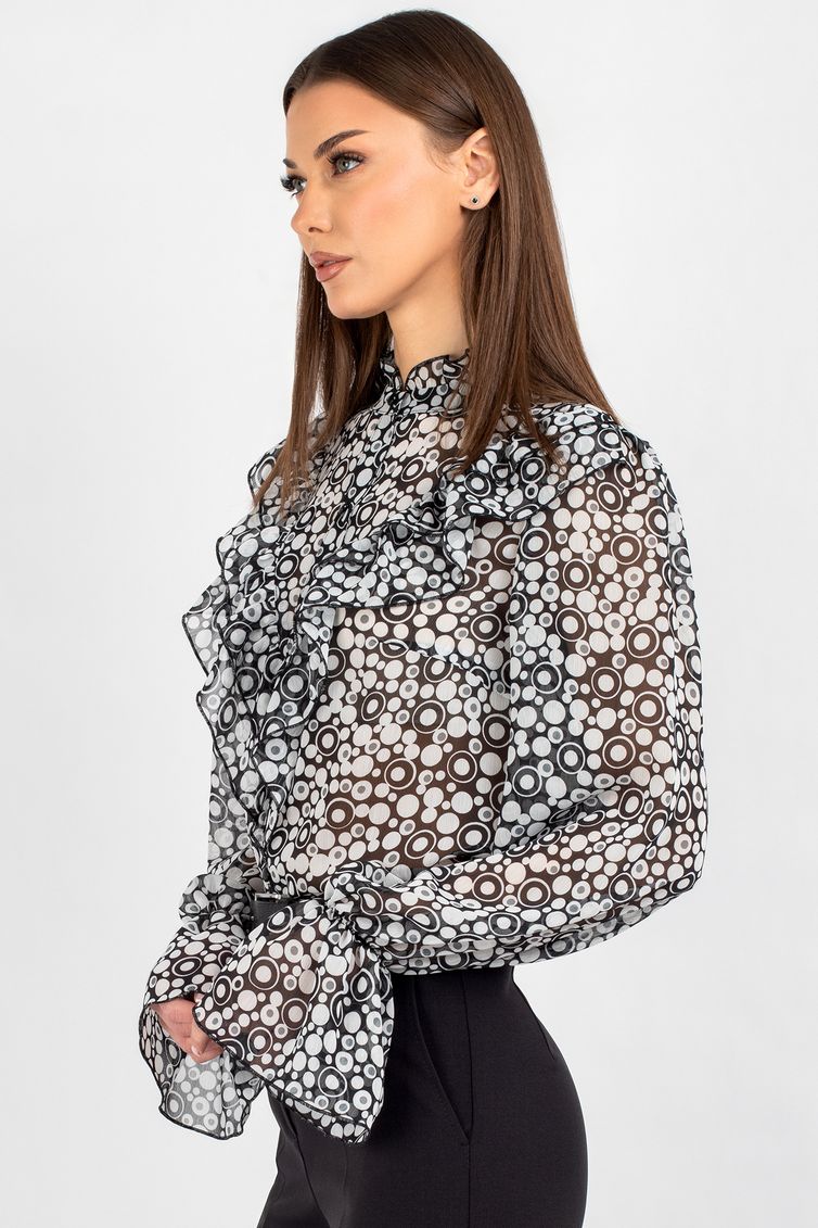 Blouse VIZAVI #744 cherno-belyj
