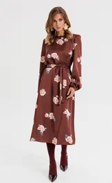 Sukienka GIZART 5103 shokoladnyj+print cvety