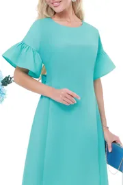 Sukienka DS Trend #P-3949-0134-01 (biryuzovogo cveta s bantom)