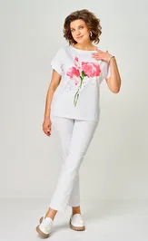 Блузки, туники Rumoda 2061 (короткий рукав) белая коралл