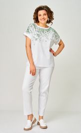 Блуза Rumoda 2258 (короткий рукав) белый-зеленый