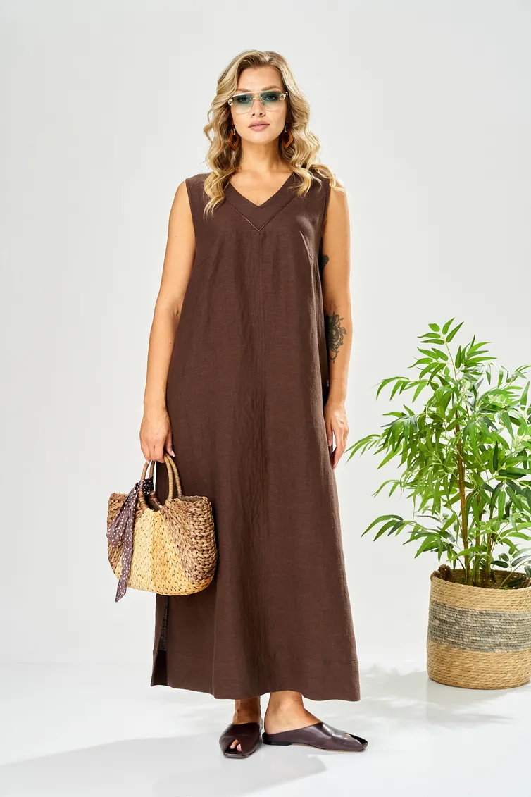 Dress Ava fashion #M-210 korichnevyj