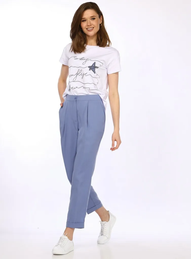 Zestaw Vilena-fashion #976 belyj+svetlyj dzhins