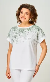 Bluzka Rumoda 2258 (korotkij rukav) belyj-zelenyj