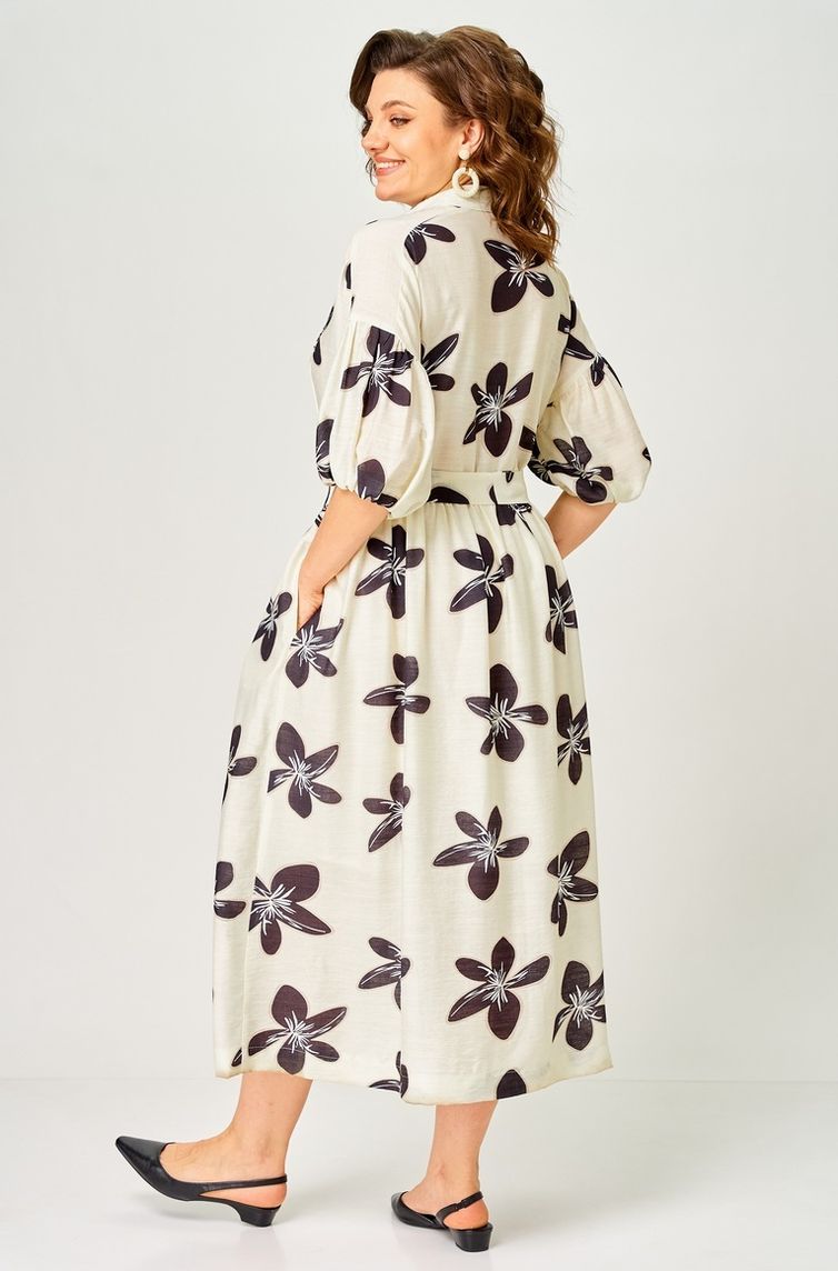Платье Milora арт. 1451 молочный/ темные цветы