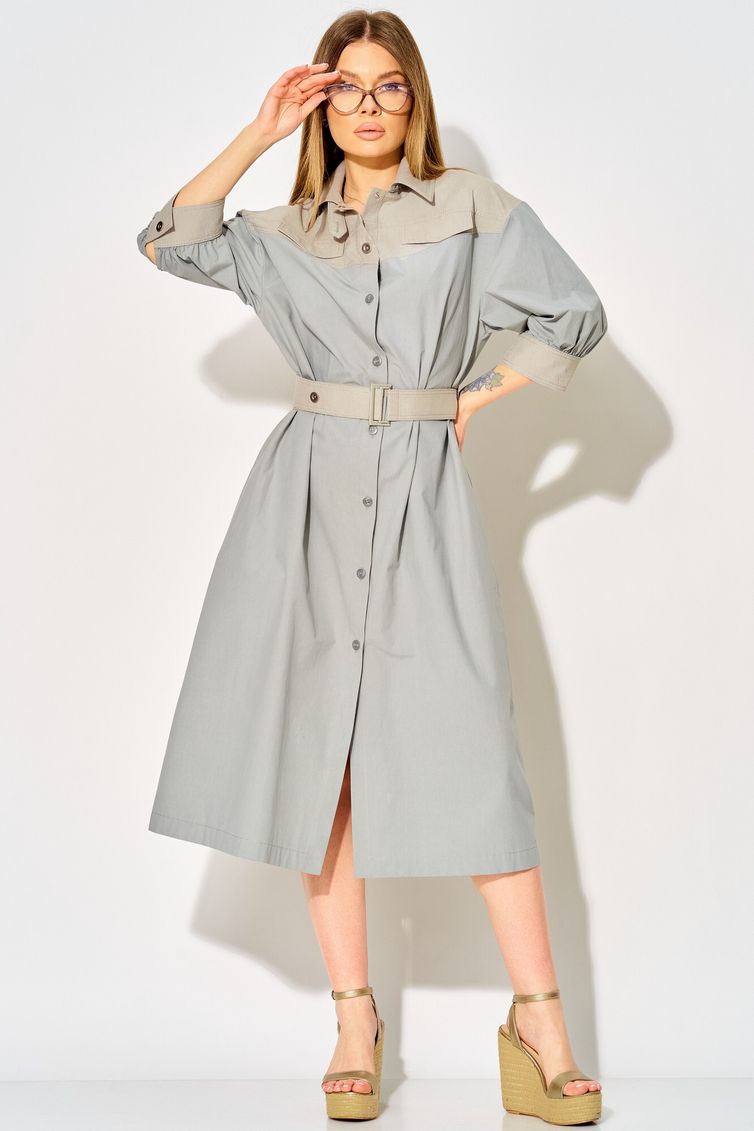 Sukienka LAIKONY #L-434 sero-goluboj