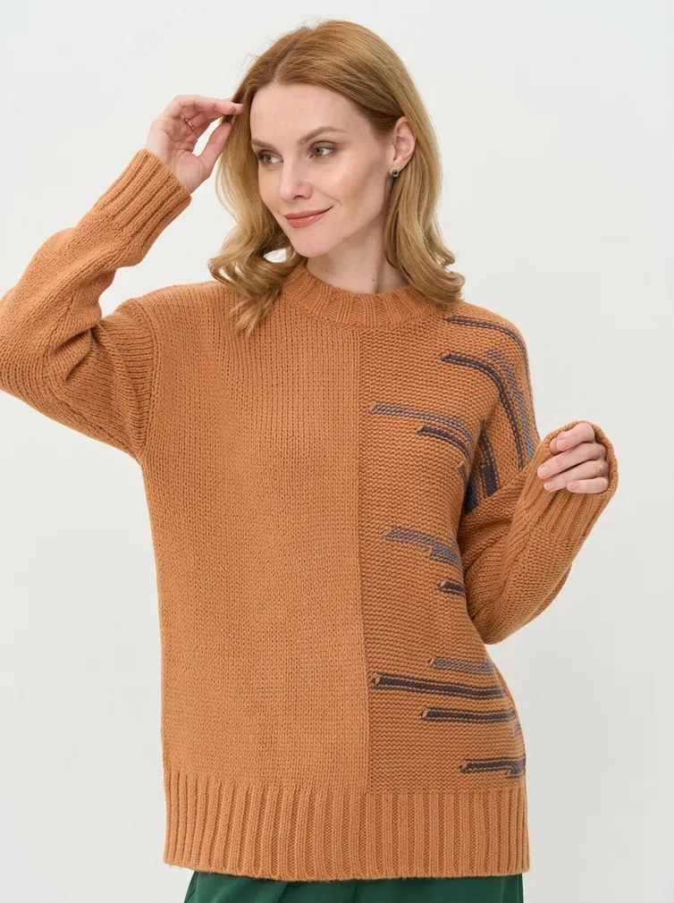 Jumper Newvay #9242-94192 karamel/grafit/teplyj sero-korichn