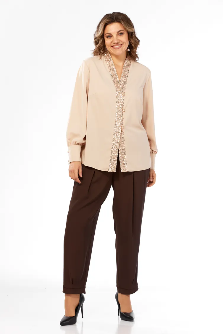 Bluzka Olga Style #S1049 kapuchino
