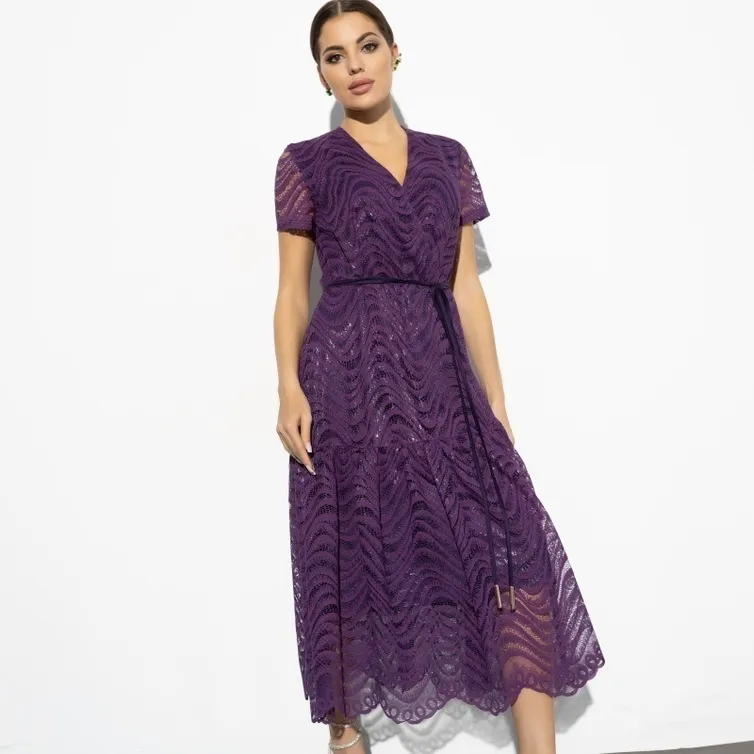 Sukienka CHARUTTI #Roskosh v detalyax (violet, s poyasom)
